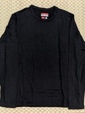 Karbon 100% Merino Wool Long Sleeve T-shirt Black Mens Size Small Made in Canada